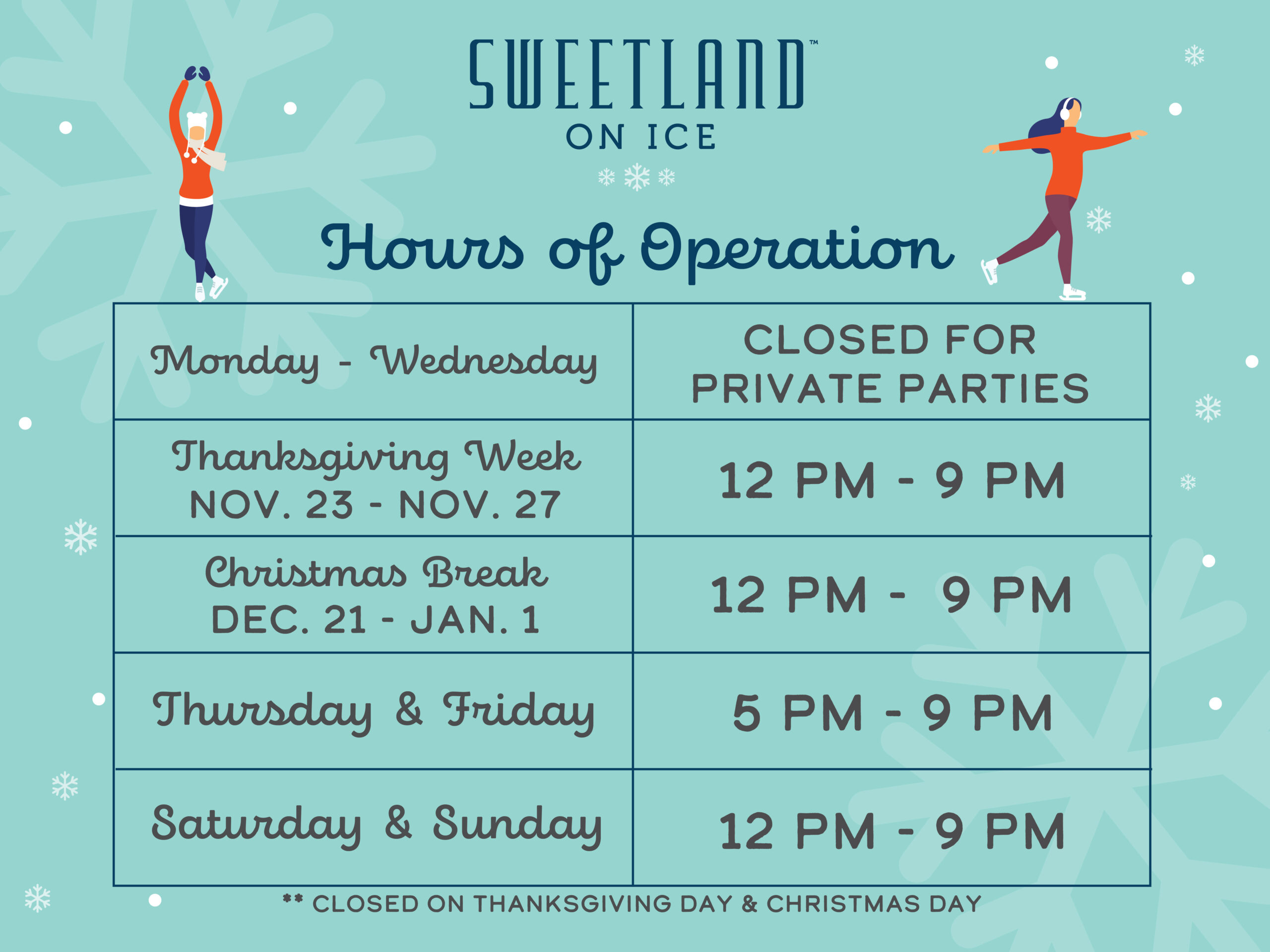 Sweetland on Ice Hours of Operation Sweetland Amphitheatre